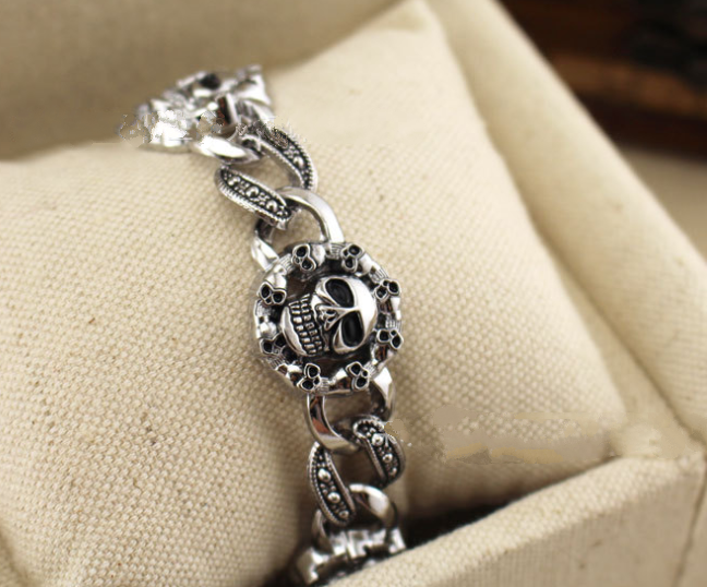 European and American rock band personality punk jewelry men's metal bracelet round skull