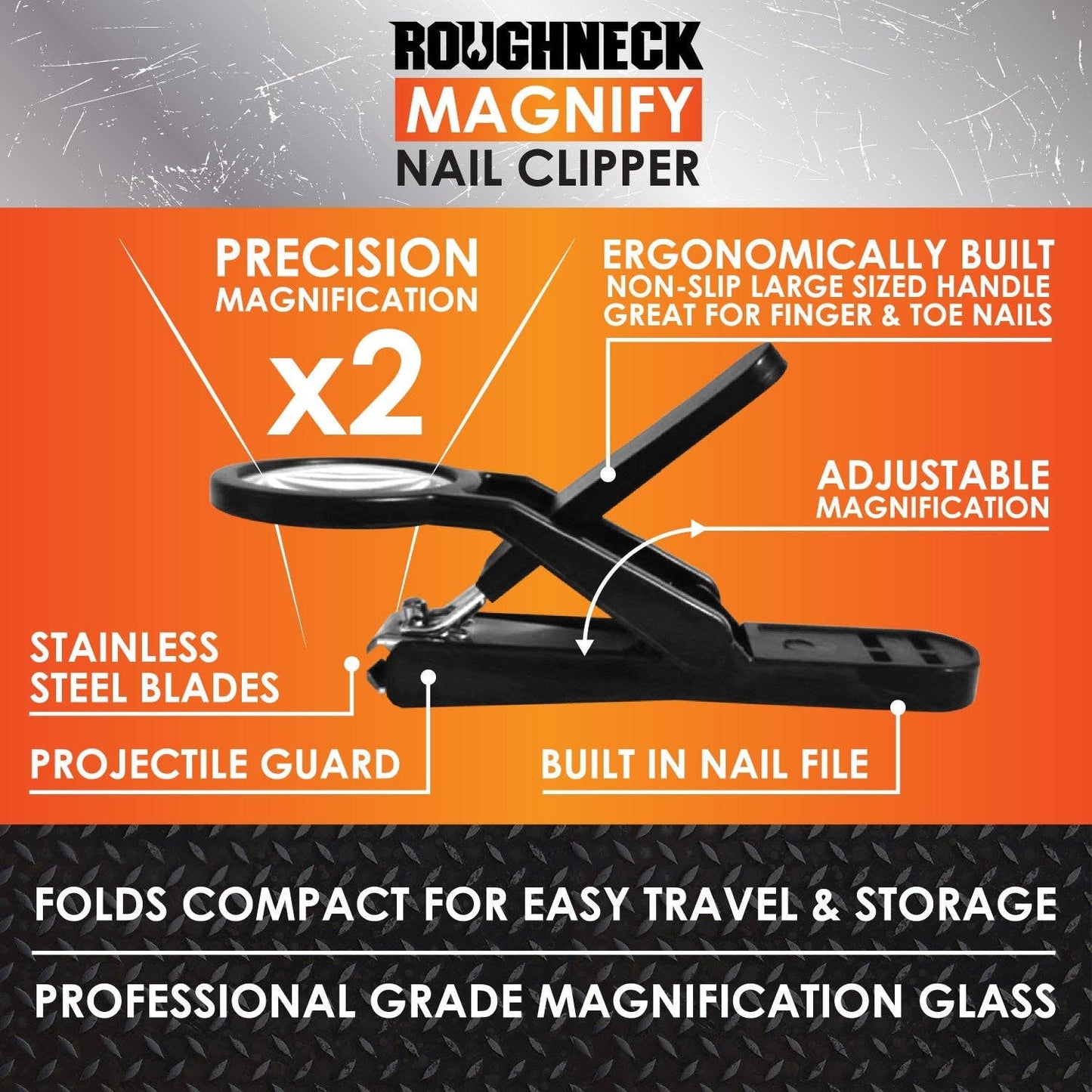 Novelty Closeout - Roughneck Magnifying Glass Nail Clipper - 6/Pack: Closeout Price
