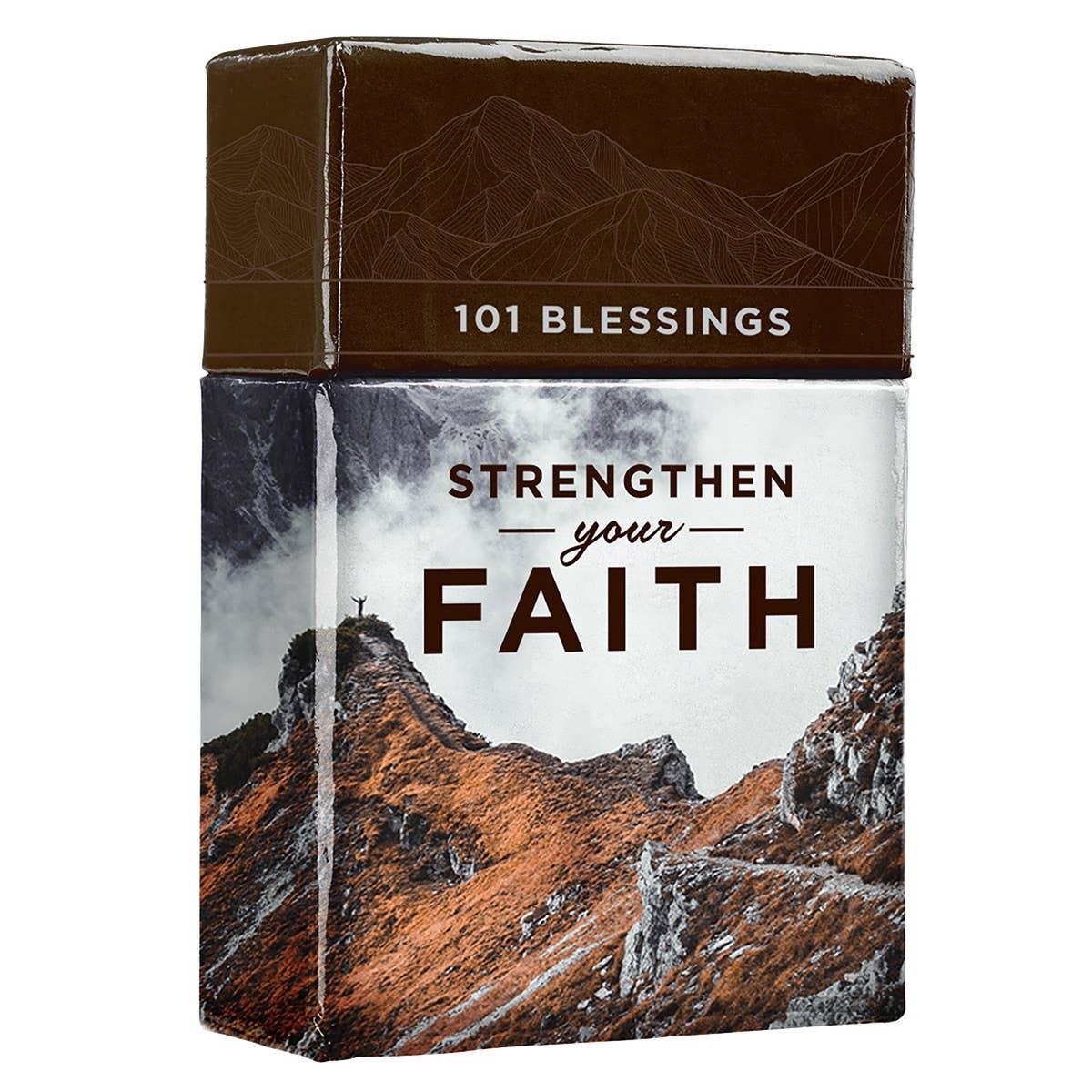 Christian Art Gifts - Box of Blessings Brown Faith Mountains Matt. 17:20