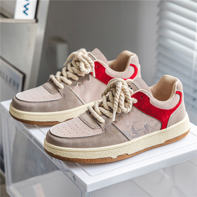 Lace-up Casual Shoes Soft Thick Sole Fashion Comfortable Breathable Flats Sneakers Student Platform Outdoor Walking Shoes
