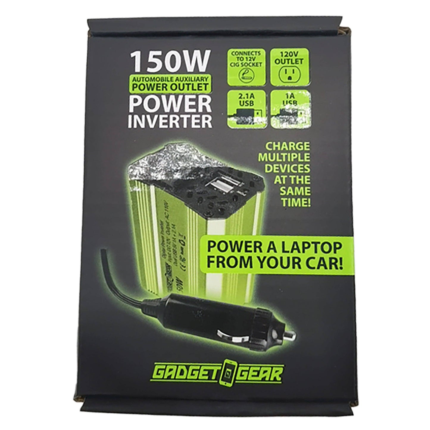 Novelty Closeout - Power Inverter Car Charger Multi Outlet 150 Watt- 4/Pack