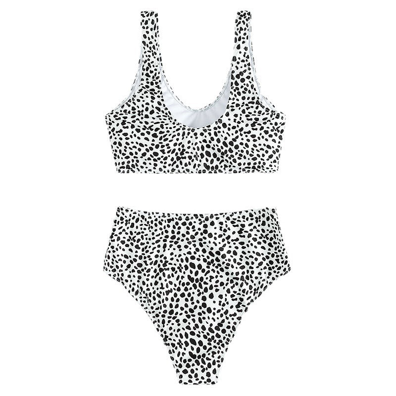 Women's Split Swimsuit Retro Dots High Waist