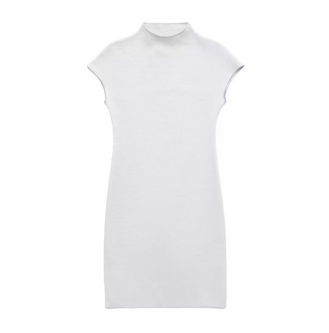 Women's Solid Color Stretch Knitted Short Dress