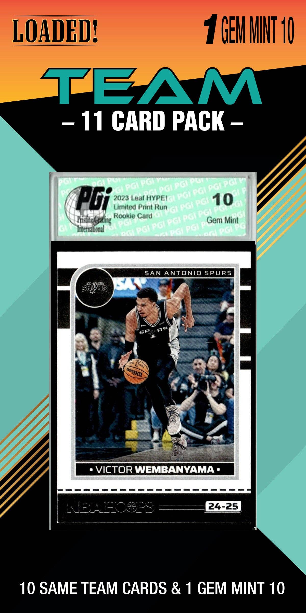 C And I Collectables - NBA San Antonio Spurs 11 Trading Cards & 1 Graded Slab Pack