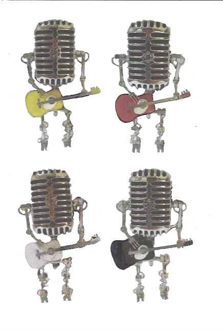 Gifts Amazing! - Retro Microphone Dude with Guitar - light