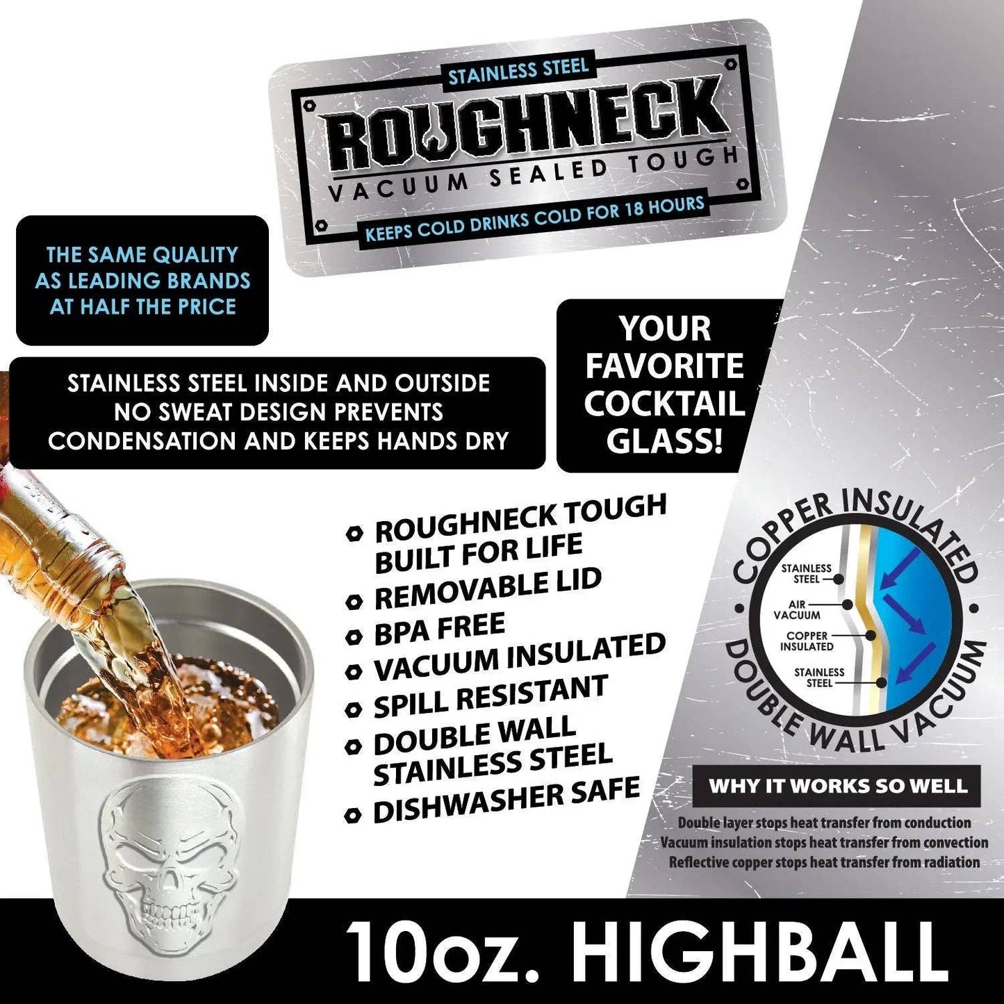 Novelty Closeout - Roughneck 10oz High Ball Insulated Cup Assortment - 6/Pack: Closeout Price