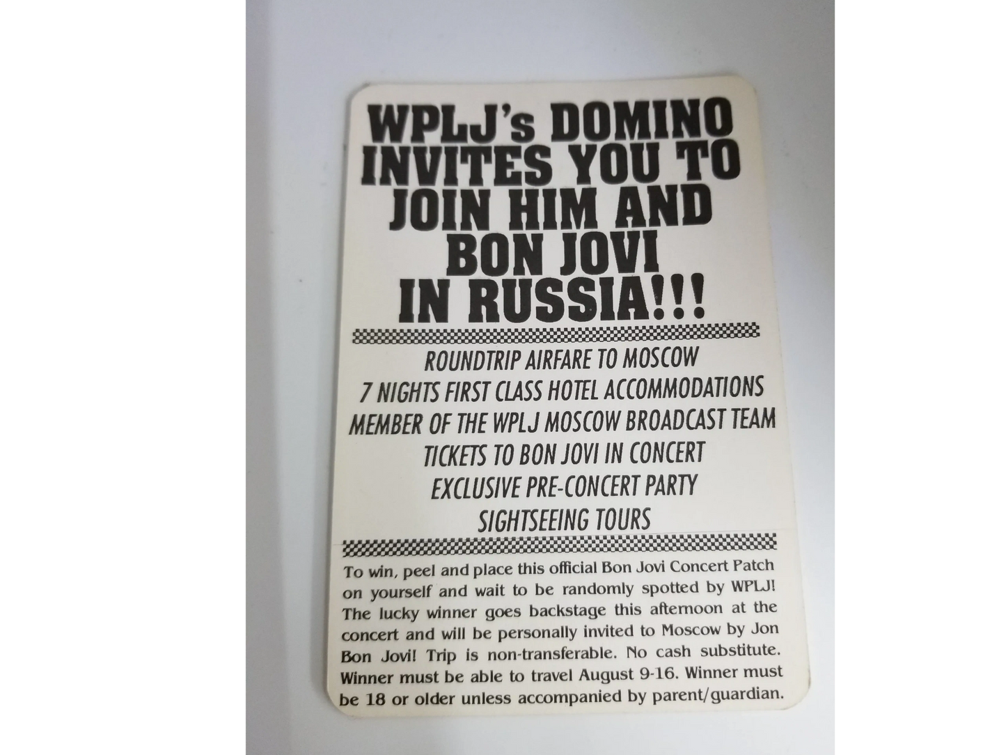 Bon Jovi Homecoming '89 Backstage Pass