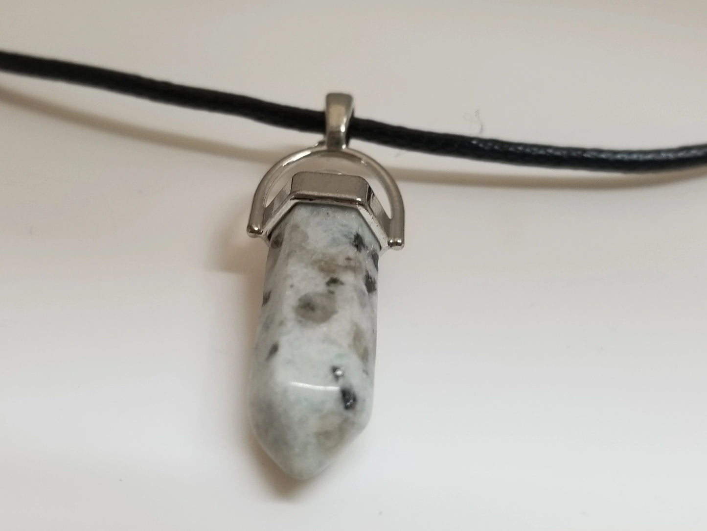 Cut Stone Pendant Necklace White