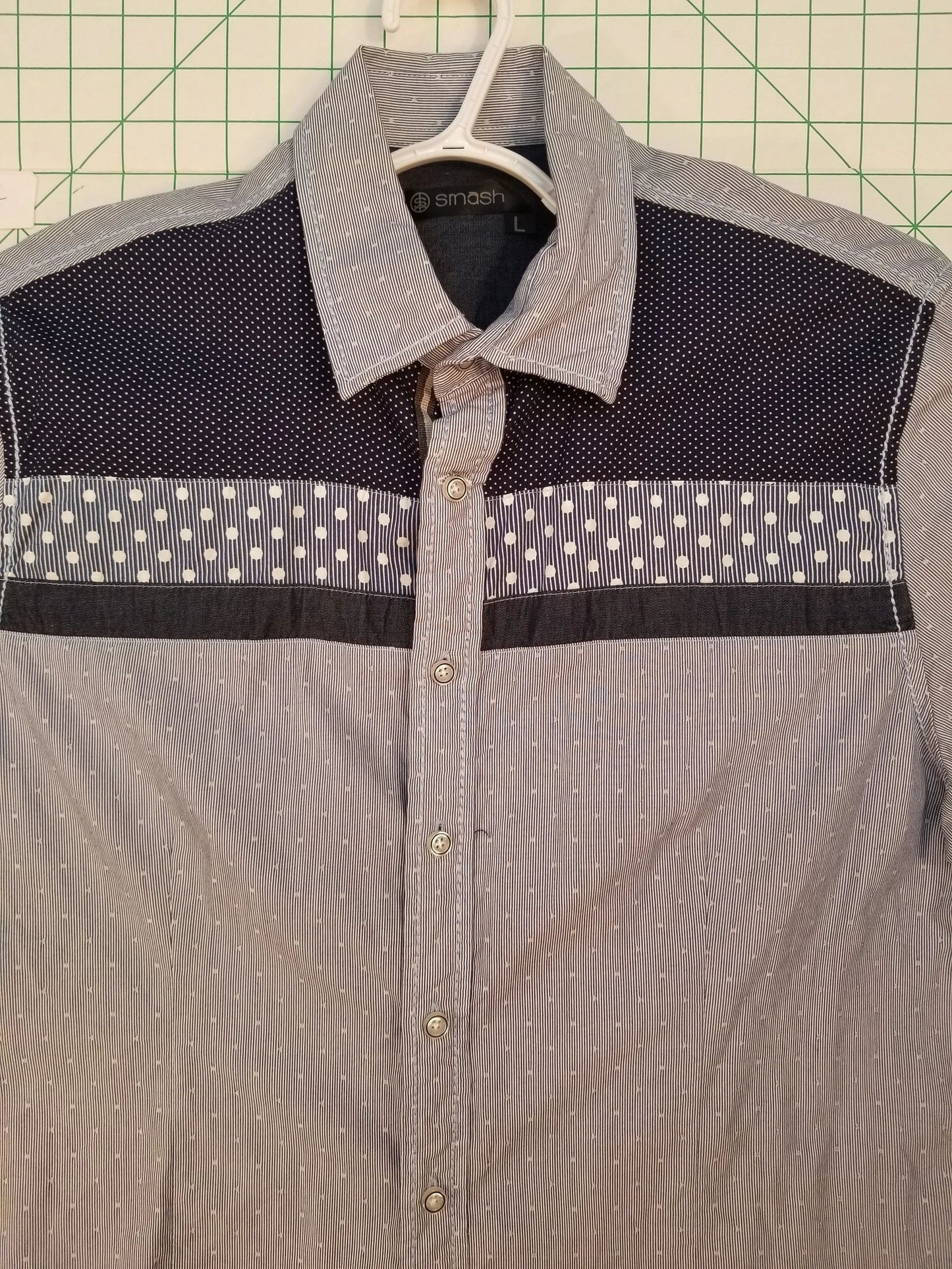 Smash Blue Cowboy-style Short Sleeve Button Down Large