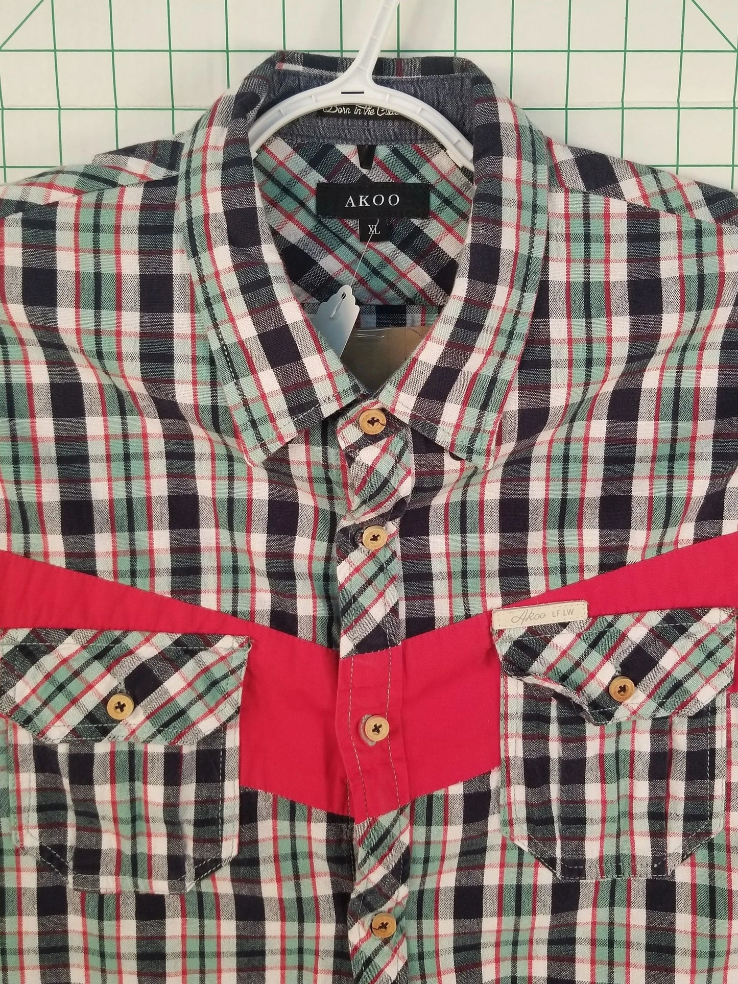 Akoo Plaid Cowboy-style Shirt XL