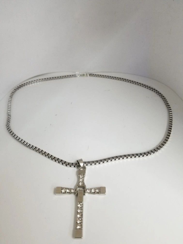 Jewel-inset Hingepoint Alloy Crucifix Necklace