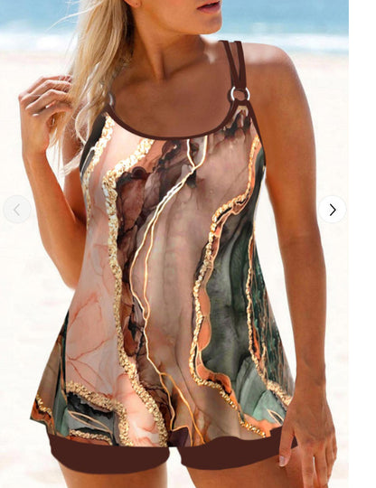 Customized Printing Metal Ring Double-shoulder Strap Backless Sexy Sling