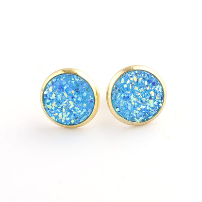 Starry Stainless Steel Water Plated Gold Stud Earrings