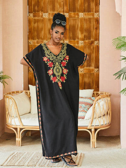 Women's Seaside Vacation Cotton Embroidered Long Skirt Beach Cover-up