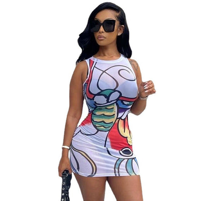 Women's Digital Printing Sheath Dress