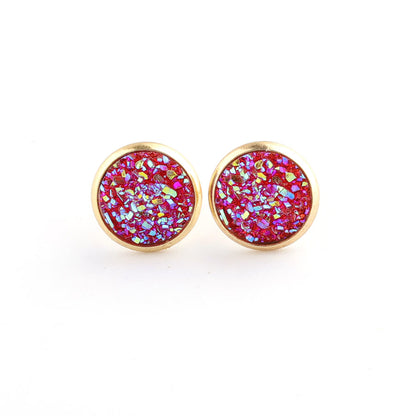 Starry Stainless Steel Water Plated Gold Stud Earrings