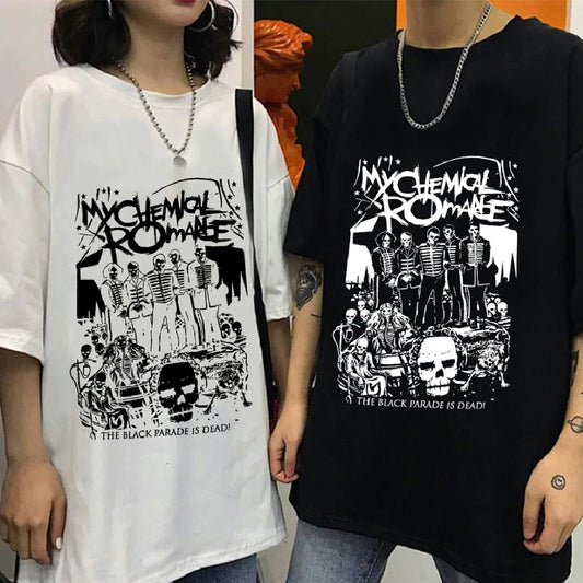 Punk Harajuku My Chemical Romance Dark Loose Vintage Top Couple T-shirt Short Sleeve