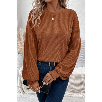 Solid Color Drop-shoulder Long-sleeve T-shirt Casual Loose Bottoming Shirt