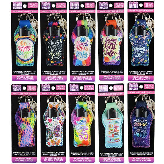 Novelty Brands - Neoprene Lighter Case Key Chain- 12 Piece Display