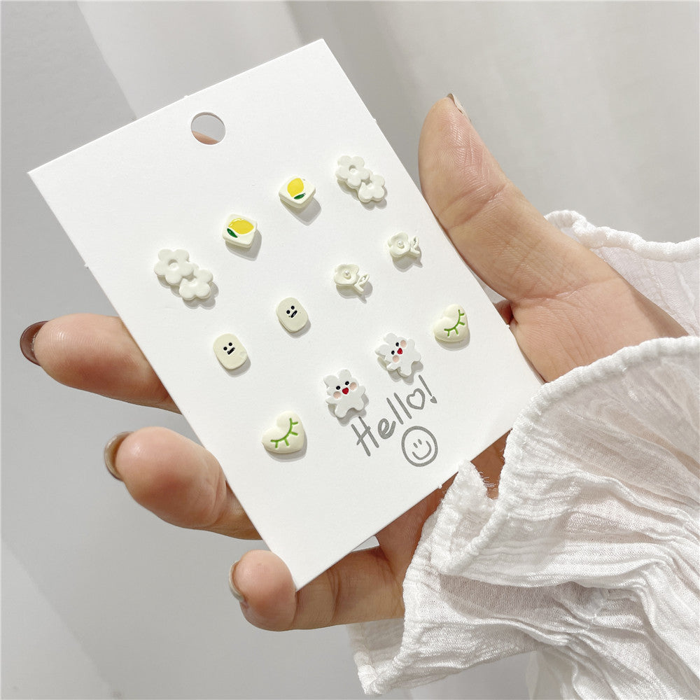 Women's Cute Sweet Sterling Silver Needle Stud Earrings