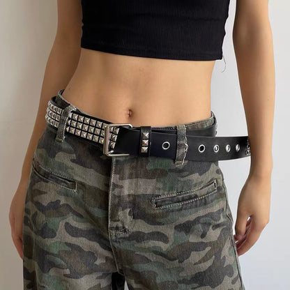 Rivet Belt Rock Trend Punk Bullet Black Belt Men And Women Personality Fashion Hip-hop Accessories