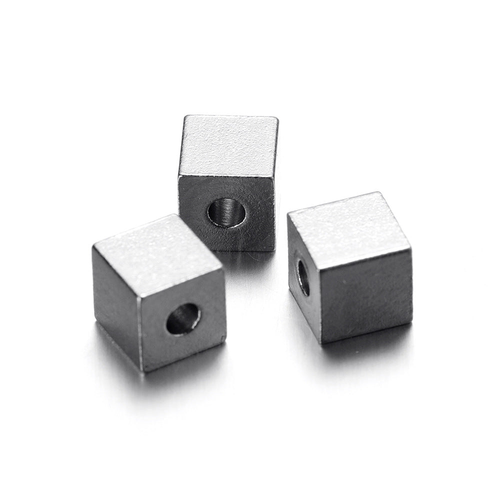 Stainless Steel Cube Interval Beads Loose Accessories