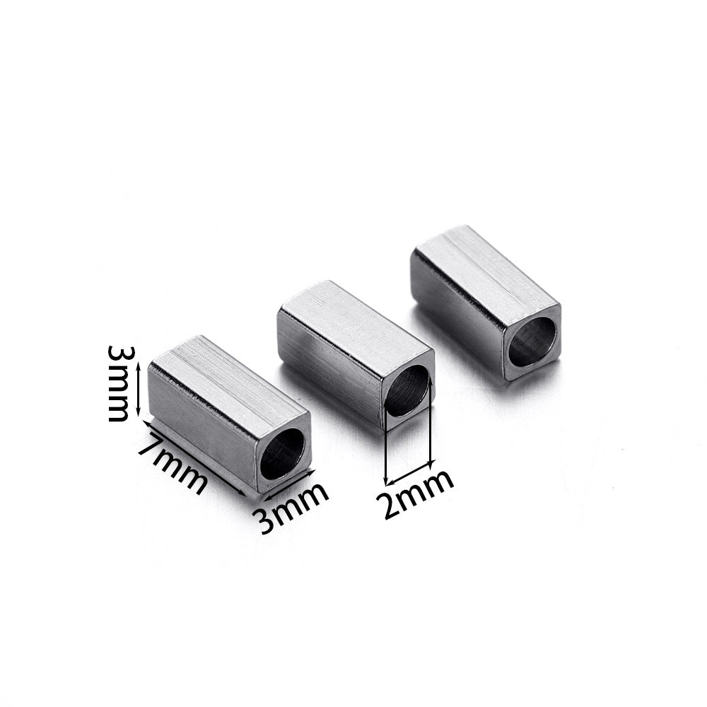 Stainless Steel Cube Interval Beads Loose Accessories