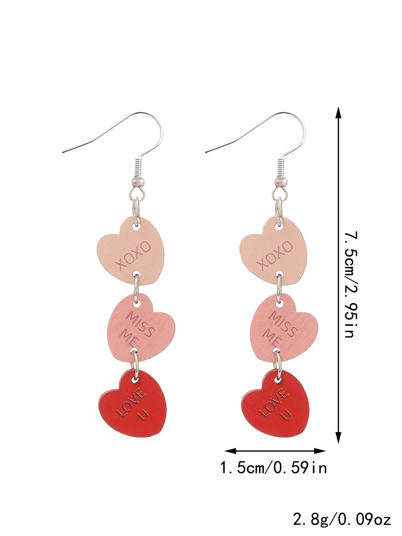 Valentine's Day Multi-layer Love Heart Earrings English Letters