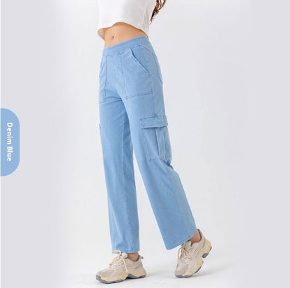 Women's Wide Leg Pocket Sports Jeans