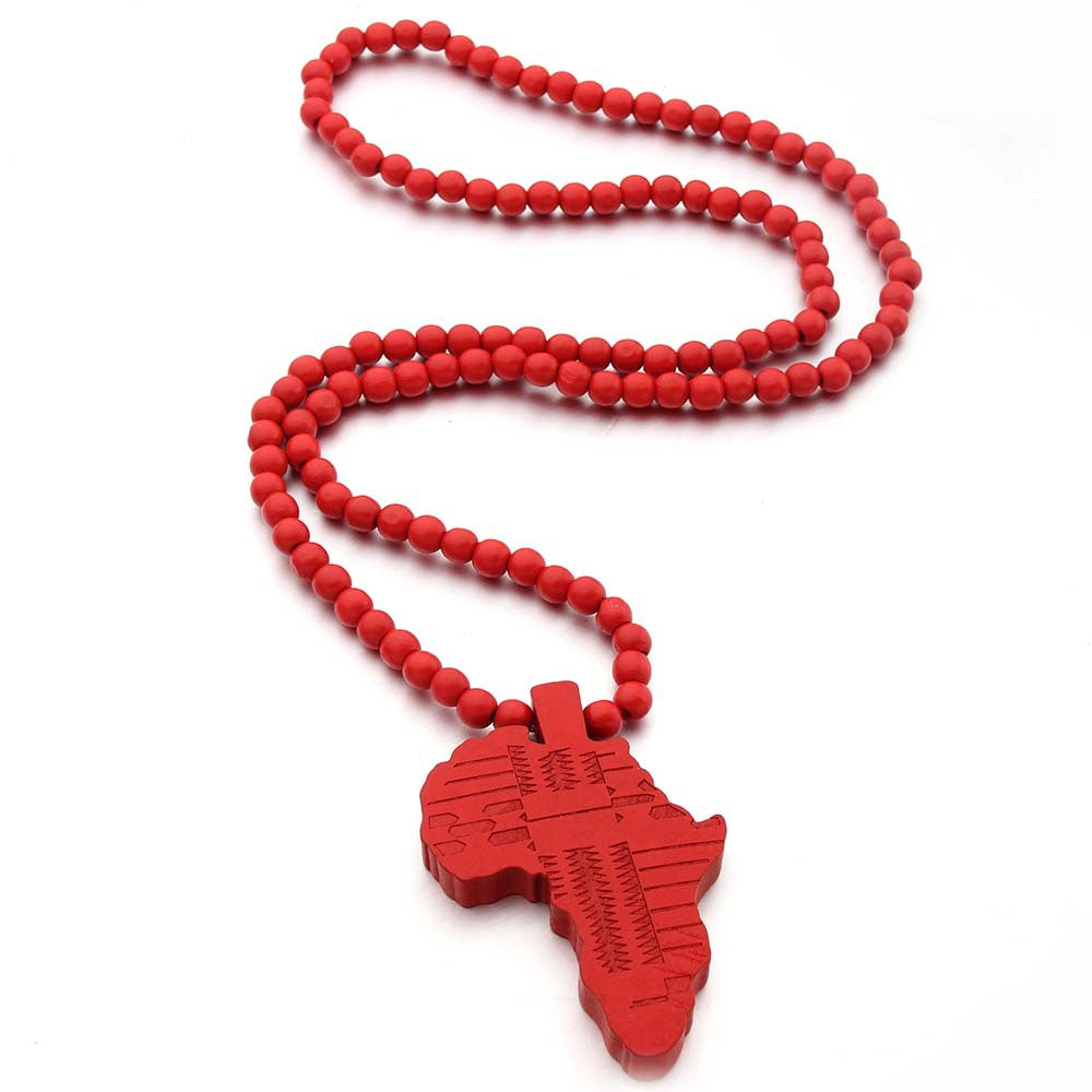 Africa Map Wooden Pendant Ornaments Necklace