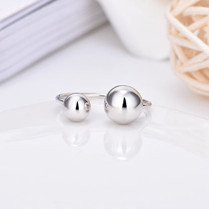 Asymmetric Glossy Round Beads Ring