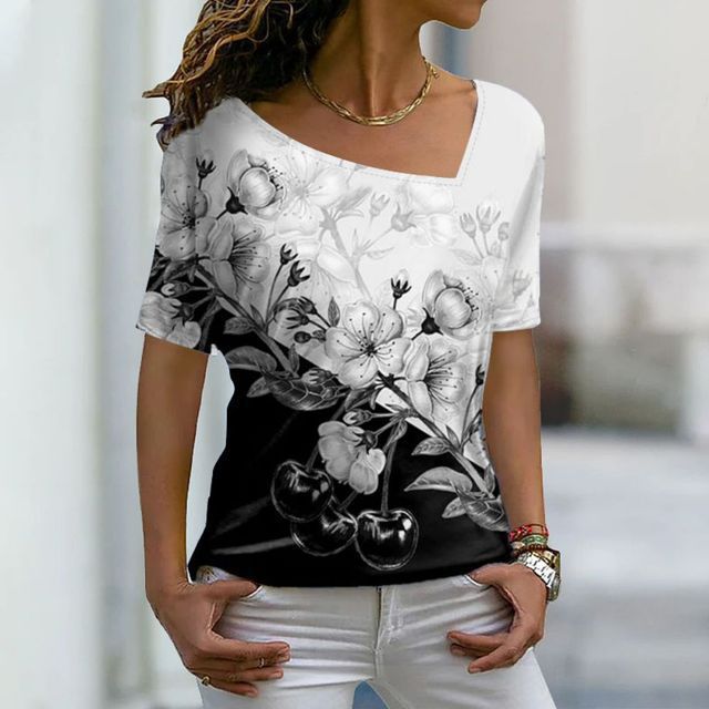 Fashion 3D Women's Printed Wear T-shirt Short Sleeve