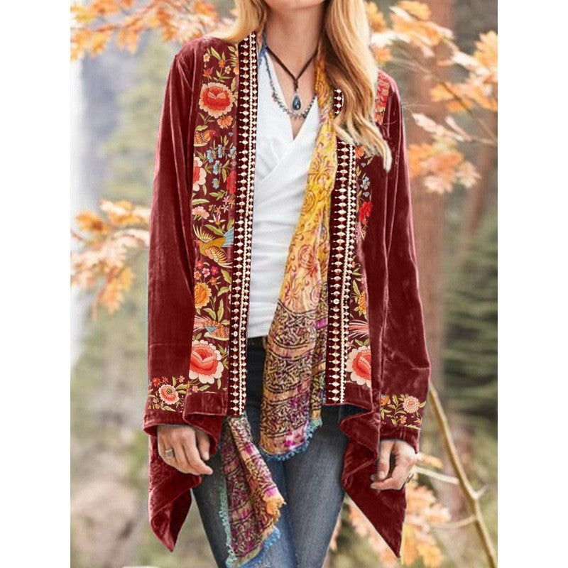 Bohemian Flowers Print Cardigan COAT