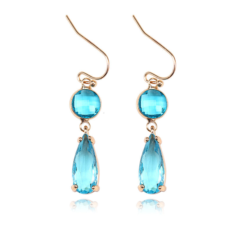 Copper Edging Geometric Multicolor K9 Glass Crystal Pendant Earrings