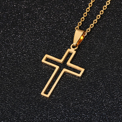 Men And Women All-matching Stainless Steel Cross Pendant Necklace