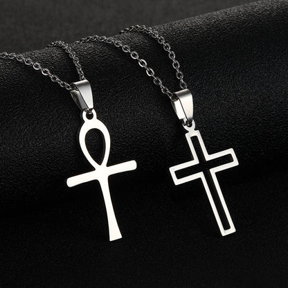 Men And Women All-matching Stainless Steel Cross Pendant Necklace