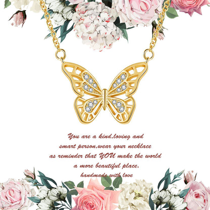 Women's Hollow-out Micro Inlaid Zircon Butterfly Element Necklace