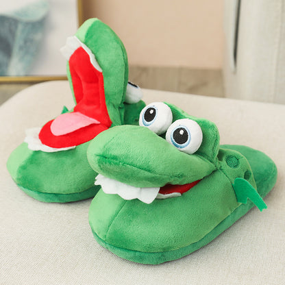 Cotton Slippers Mouth Will Move Plush Cute Funny Indoor Winter Couple Soft Bottom Plush Toys Indoor Slippers