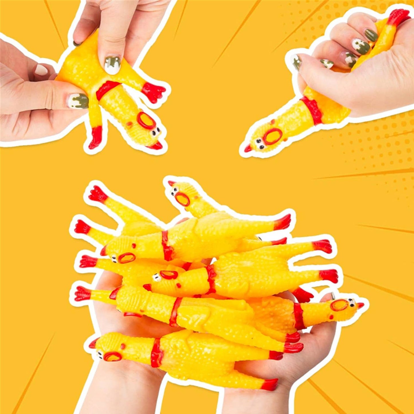 Tsyware - Small Squeaky Rubber Chicken Chew Toy, Playful Squeeze Sound
