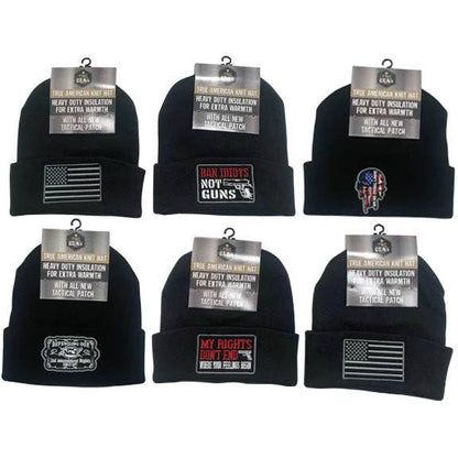 Novelty Closeout - Tac Gear Patriot Theme Beanie Winter Hat Assortment- 12/Pack