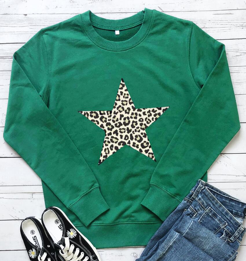 Women's Fashion Personalized Leopard Print Five-pointed Star Pattern Sweater