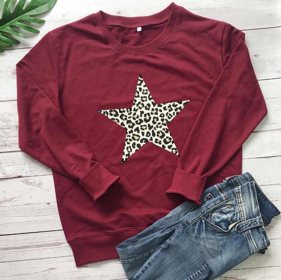 Women's Fashion Personalized Leopard Print Five-pointed Star Pattern Sweater