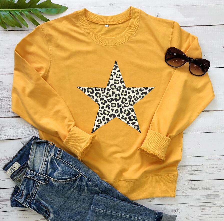 Women's Fashion Personalized Leopard Print Five-pointed Star Pattern Sweater