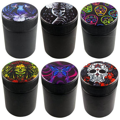 Novelty Closeout - Smokezilla Black Glass Locking Lid Jar Assortment- 6/Pack