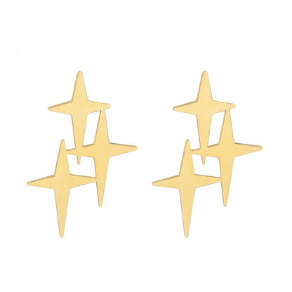 Light Luxury Minority Temperament Exaggerated Cross Eight-pointed Stars Ear Studs