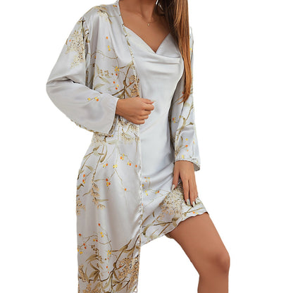 Ladies' Homewear Lace-up Nightdress Two-piece Set