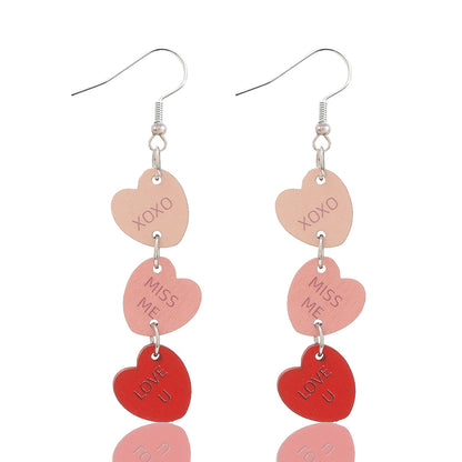 Valentine's Day Multi-layer Love Heart Earrings English Letters