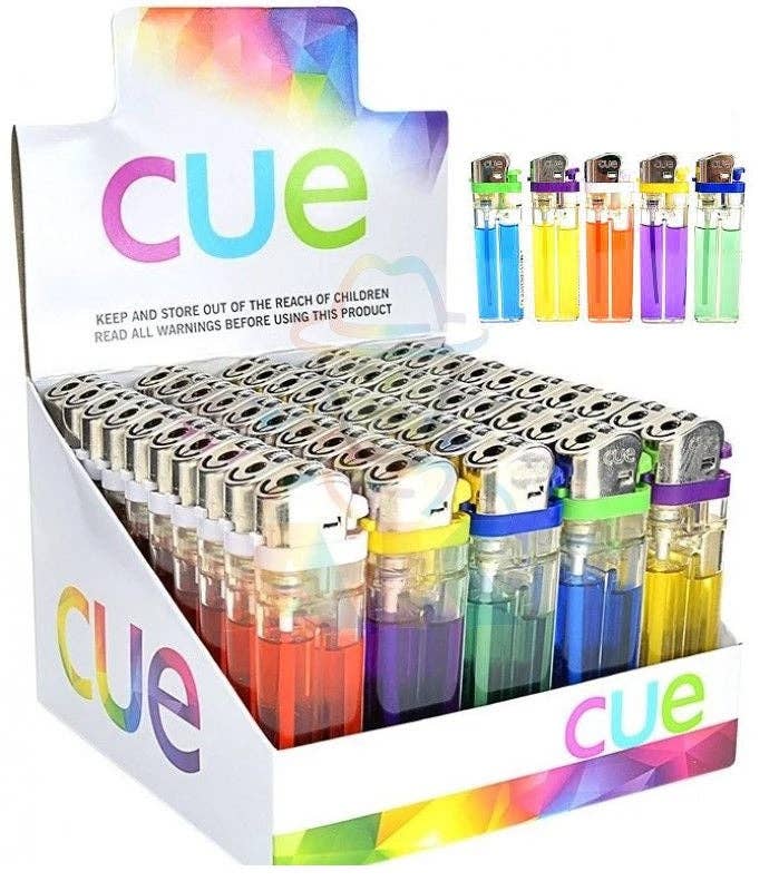 MFGRUS INC - Cue Color Butane Lighters 50/tray +1 Free Air-Freshener