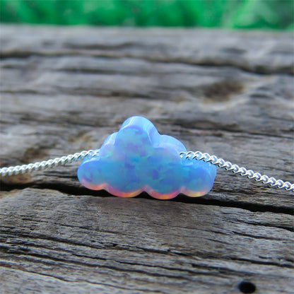 Women's Imitation Opal Resin Cloud Pendant Necklace