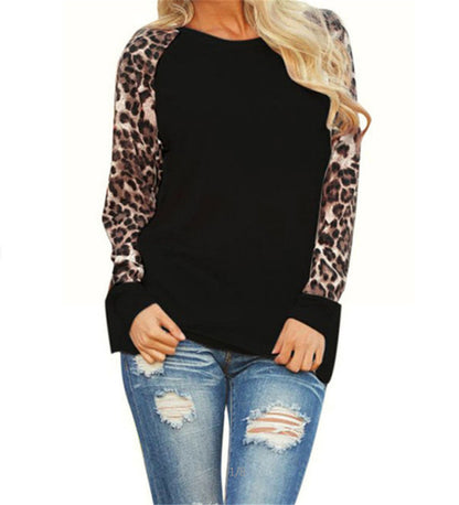 T-shirt Leopard Print Printed Chiffon Top